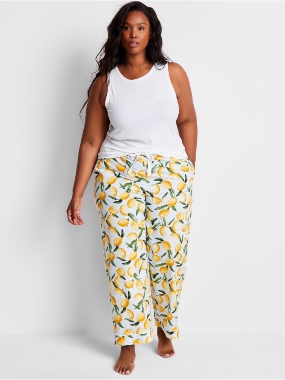 State of Day Lemon Printed Poplin Pajama Pants, Size XXL - NWT